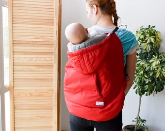 3 Seasons Red Babywearing Coat, Baby Carrier Cover. Tragecover für Tragetuch kaufen