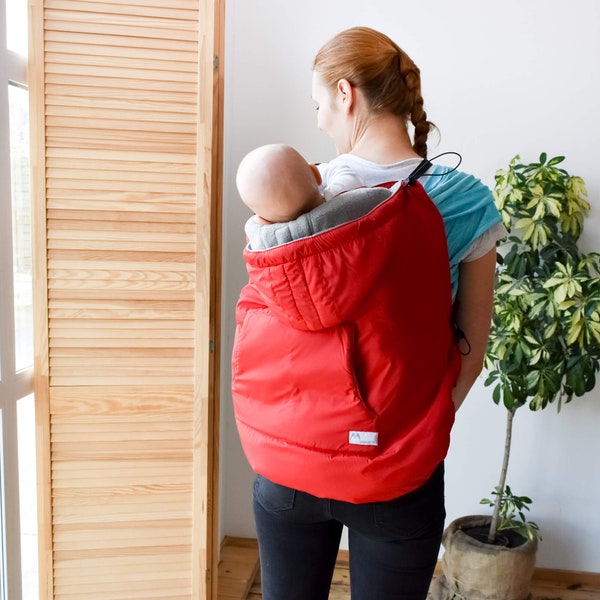 3 Seasons Red Babywearing Coat, Baby Carrier Cover. Tragecover für Tragetuch kaufen