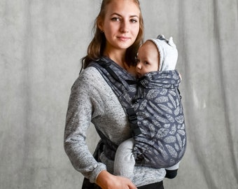 Baby wrap mei tai baby carrier Gray Feathers cotton mei tai baby wrap