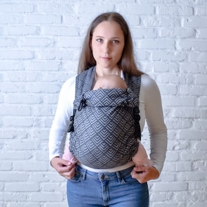 Canguru para bebê Cotton Mei Tai Cinza Geometria