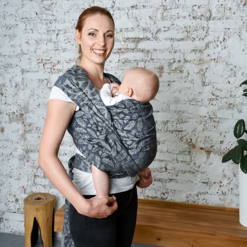 Woven baby wrap carrier organic cotton gray for newborn Etsy
