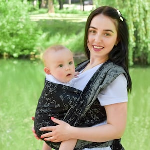 Baby wrap unicórnio chá de bebê presente. Monocromático baby wrap preto e branco canguru algodão