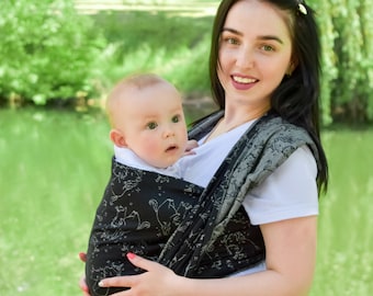 Baby wrap Einhorn Geschenk zur Geburt. Monochrome Tragetuch schwarz weiß Babytragetuch aus Baumwolle