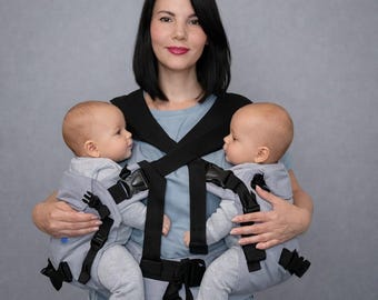 5-in-1 Cotton Twins Carrier: Ergonomic Front/Back Babywearing