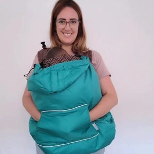 Universal Baby Carrier Cover: 3-Season Windproof Fleece-Lined Turquoise