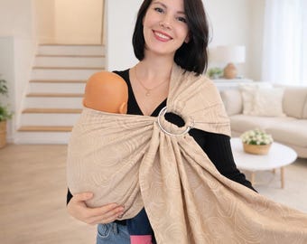 Woven Jacquard Ring Sling Cotton Baby Carrier Breathable Ergonomic Newborn to Toddler