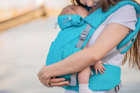 Newborn Baby Carrier Wrap Turquoise Lily for Newborn to Toddler. Buckle Baby Carrier Etsy UK