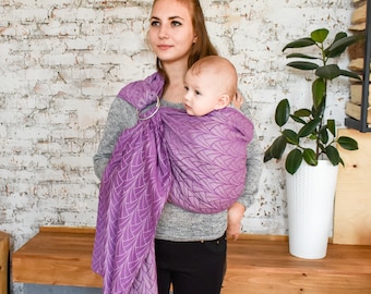 Purple cotton ring sling baby carrier jacquard