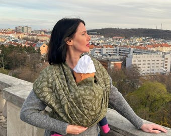 Woven baby carrier wrap brown cotton for newborn to toddler one size