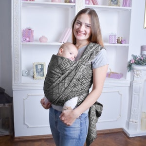 Woven cotton wrap baby carrier Gray Geometry