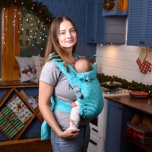 Baby wrap mei tai carregador de bebê turquesa penas