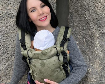 Olive Dandelions Baby Carrier – Ergonomic Cotton, Newborn to Toddler