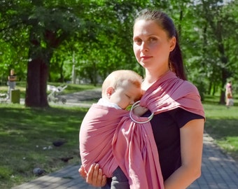 Ring sling baby carrier wrap. Linen newborn baby sling