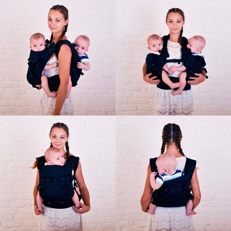 4 in 1 Malishastik Twin Baby Carrier Adapt Black twins Baby Etsy