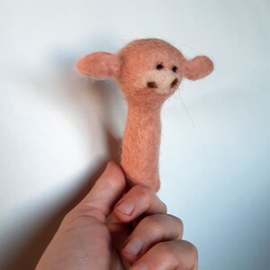 Traditional wet-felted Finger Puppets / Pig