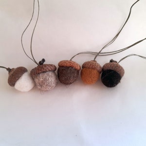 Set of 5 Handmade Wool Felt Acorn Ornaments image 2