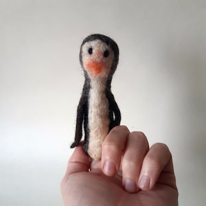 Traditional wet-felted Finger Puppets / Penguin