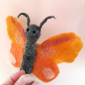 Traditional wet-felted Finger Puppets / Butterfly