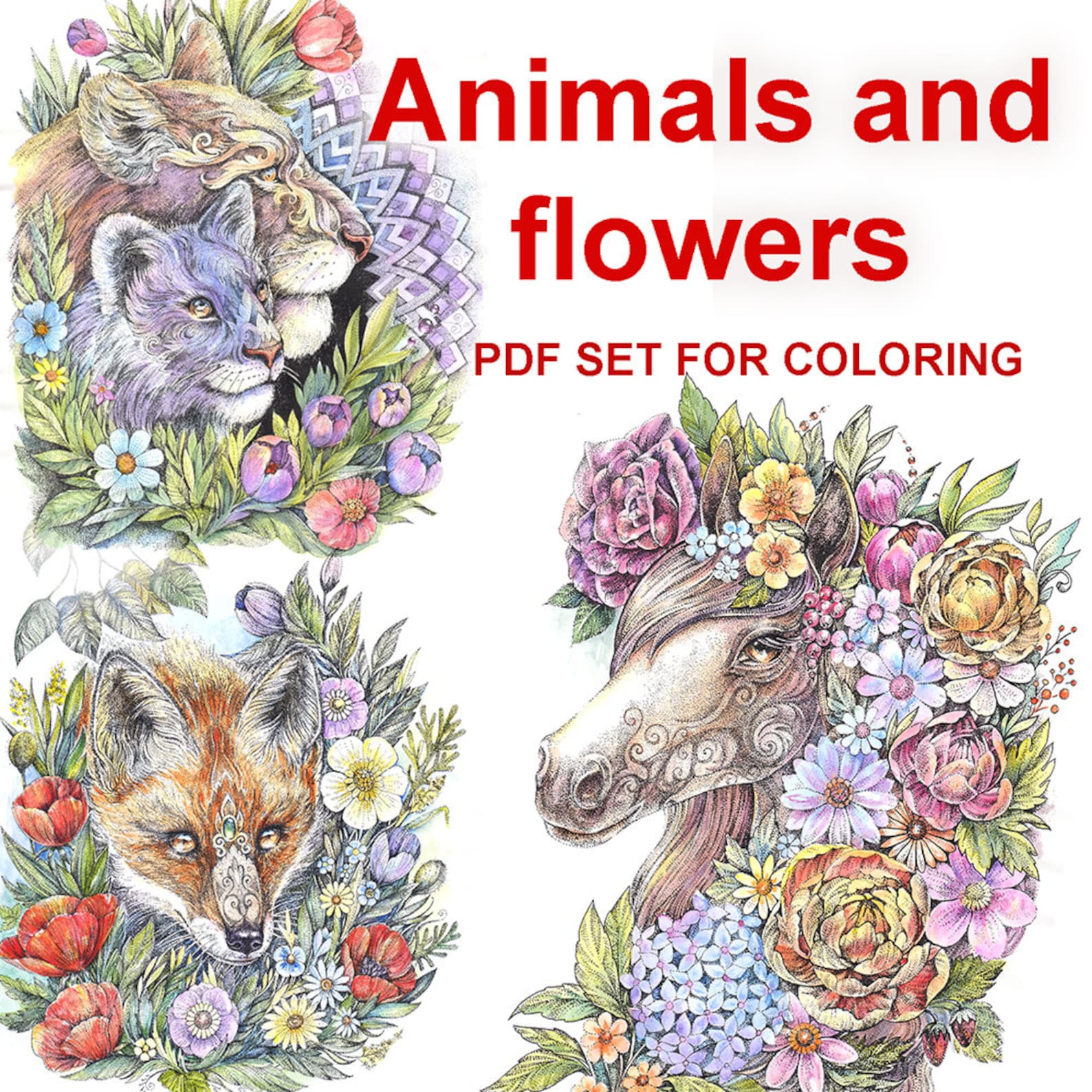 10 Animal and Flowers Printable Coloring Pages to Unleash Your Inner Artist