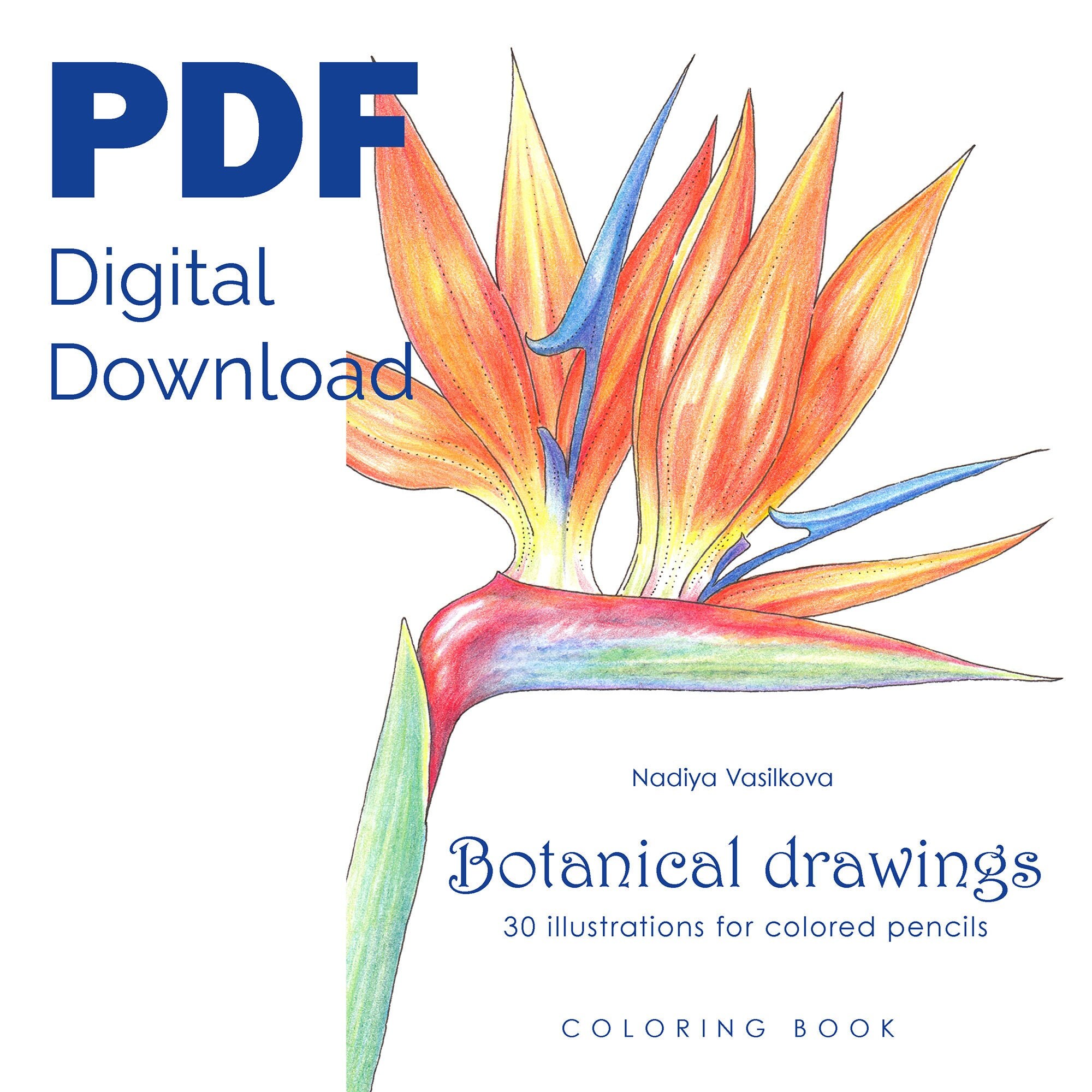 Printable Coloring book Botanical Drawing 30 pages PDF for | Etsy