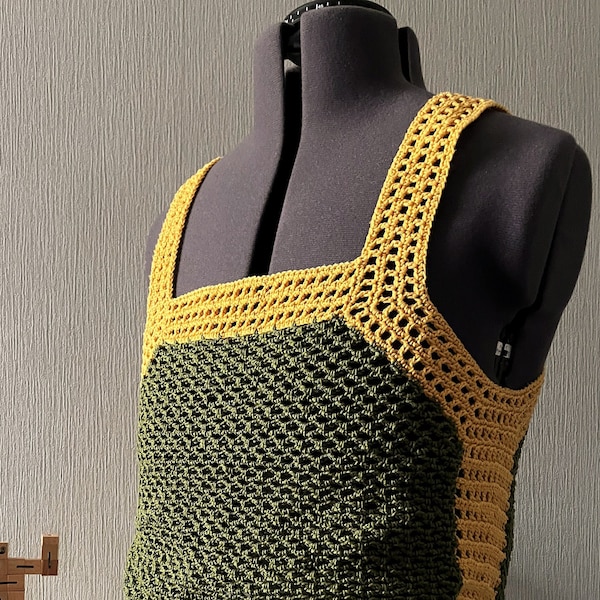 Men's PDF Crochet Pattern, Chain Mesh Tank Top