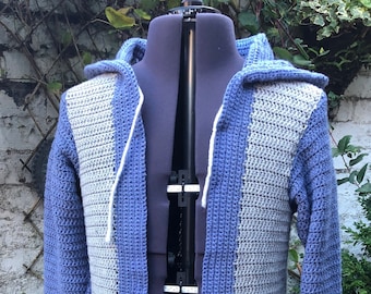 Men's Crochet Pattern, Hooded Shrug, Lrg, XL, XXL