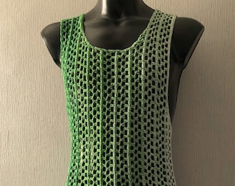 Men's Crochet PDF Pattern, Pinstripe and Brick Mesh Tank Top