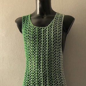 Men's Crochet PDF Pattern, Pinstripe and Brick Mesh Tank Top