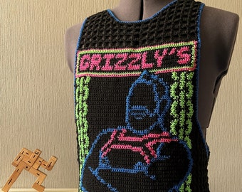 Men's Crochet PDF Pattern, Grizzly's Lounge Mesh Tank Top