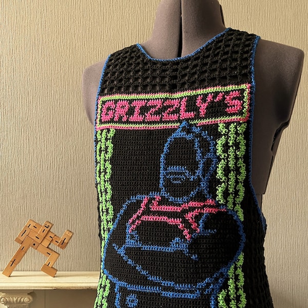 Men's Crochet PDF Pattern, Grizzly's Lounge Mesh Tank Top