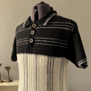 Crochet Pattern, Offset Stripe Polo Shirt, Double Knit Yarn, Men’s Sizes Sml – 2XL, PDF Download Only