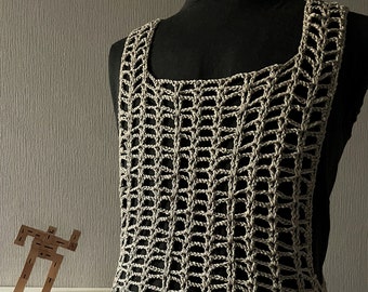 Men's Crochet PDF Pattern, V-Stitch Mesh Top, Any Size