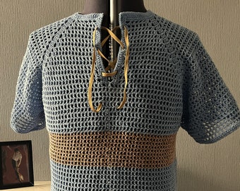 Men's PDF Crochet Pattern, Any Size Raglan Mesh T-Shirt