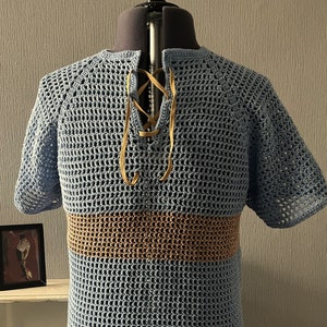 Men's PDF Crochet Pattern, Any Size Raglan Mesh T-Shirt