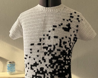 Men's Crochet Pattern, Diagonal Fade T-Shirt