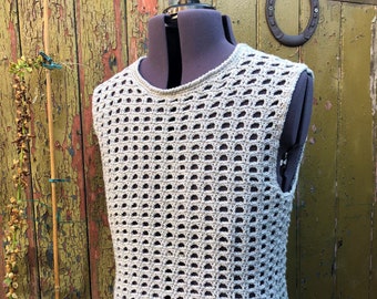 Men's Crochet Pattern, Sleeveless Mesh Top