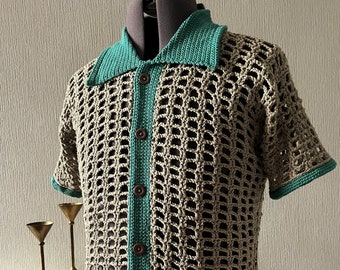 Men's Crochet PDF Pattern, Two Yarn Mesh Shirt, Small – 5XL