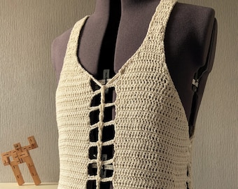 Menswear Crochet Pattern, Loop Side Tank Top