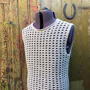 Men's Crochet Pattern, Sleeveless Mesh Top