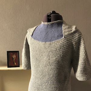 Men's Crochet Pattern, Hooded Yoke T-Shirt