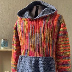 Men&#39;s Crochet PDF Pattern, Sideways Hoodie