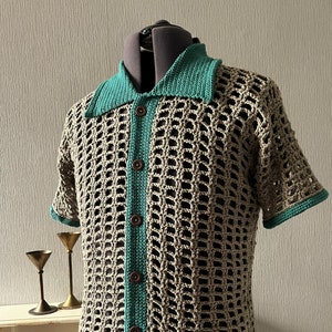Men's Crochet PDF Pattern, Two Yarn Mesh Shirt, Small – 5XL