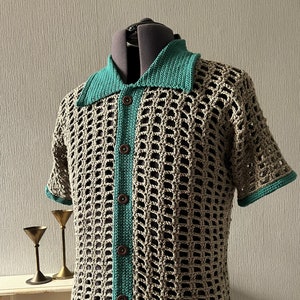 Men&#39;s Crochet PDF Pattern, Two Yarn Mesh Shirt, Small – 5XL