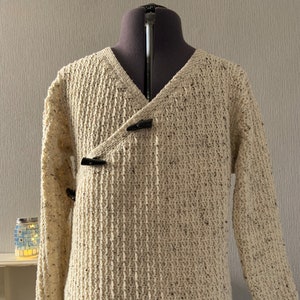 Menswear Crochet Pattern, Toggle Wrap Cardigan