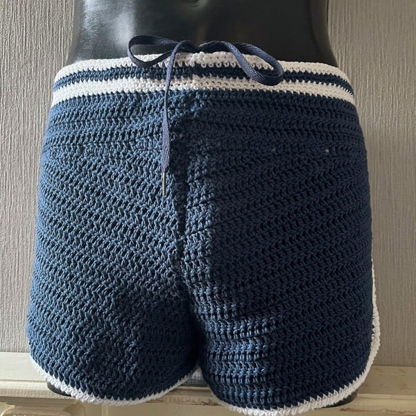 Men's Crochet Pattern, Vintage Short Shorts