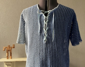 Men's Crochet PDF Pattern, Summer Mesh Shirt