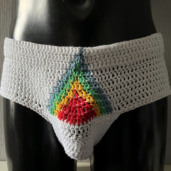 Men's Crochet Pattern, Full Side Briefs in Double Knit Yarn