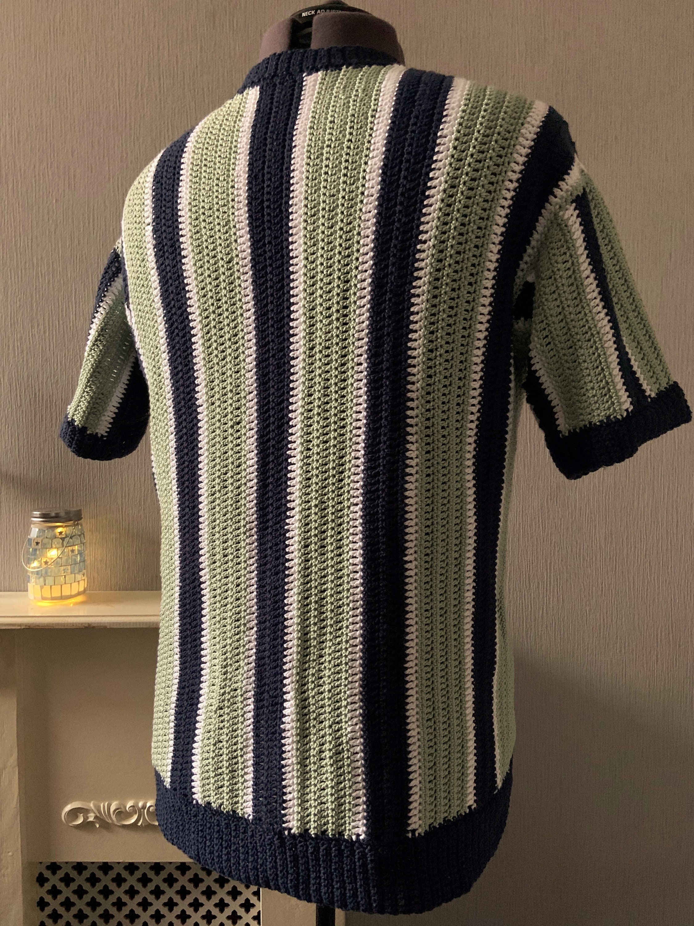 Men's Crochet Pattern, Vertical Stripe V Neck Shirt - Etsy