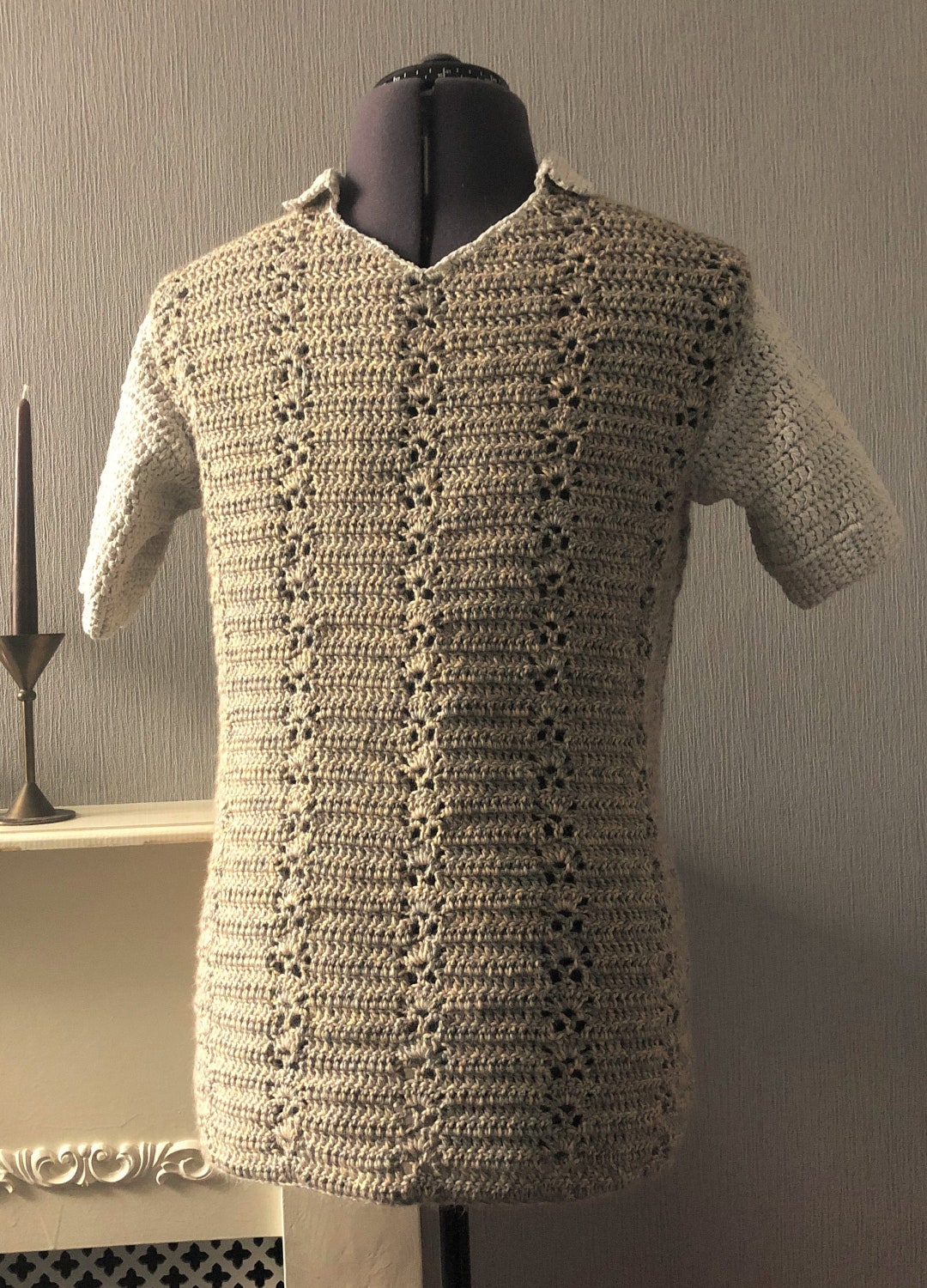 Men's Crochet Pattern Lace Stripe T Shirt - Etsy