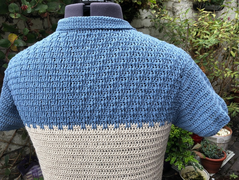Men's Crochet Pattern Textured Polo Shirt Etsy